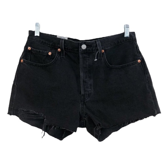 Levi's Shorts Levis 5 Black Denim High Waist Distressed Classic
